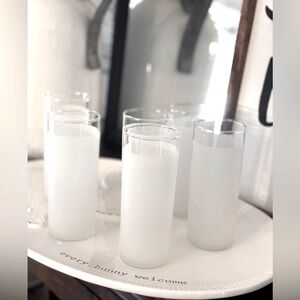 6 Vintage Frosted Libbey Glasses. Collectible Highballs White. 6” T EUC